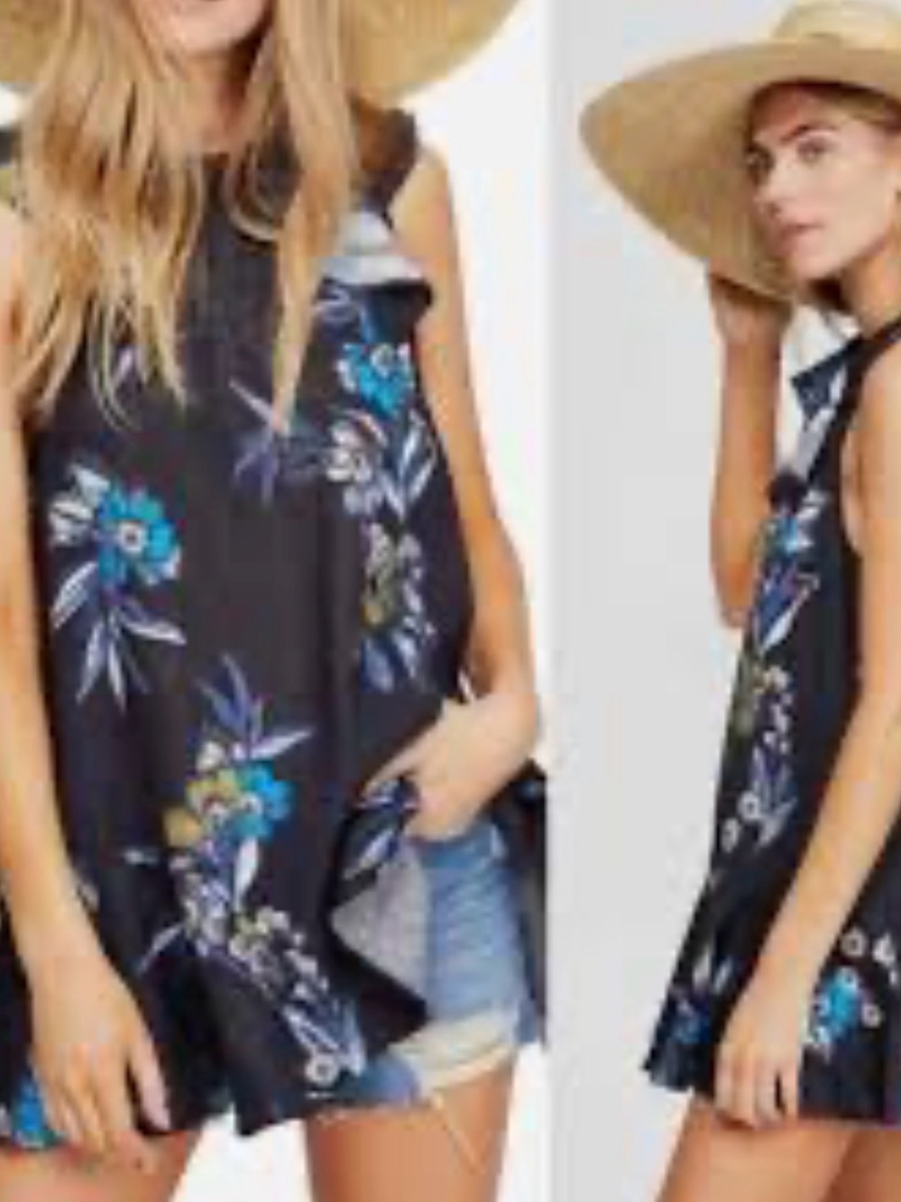 NWT Free People "Summer in Tulum" Linen-Blend Floral Tunic